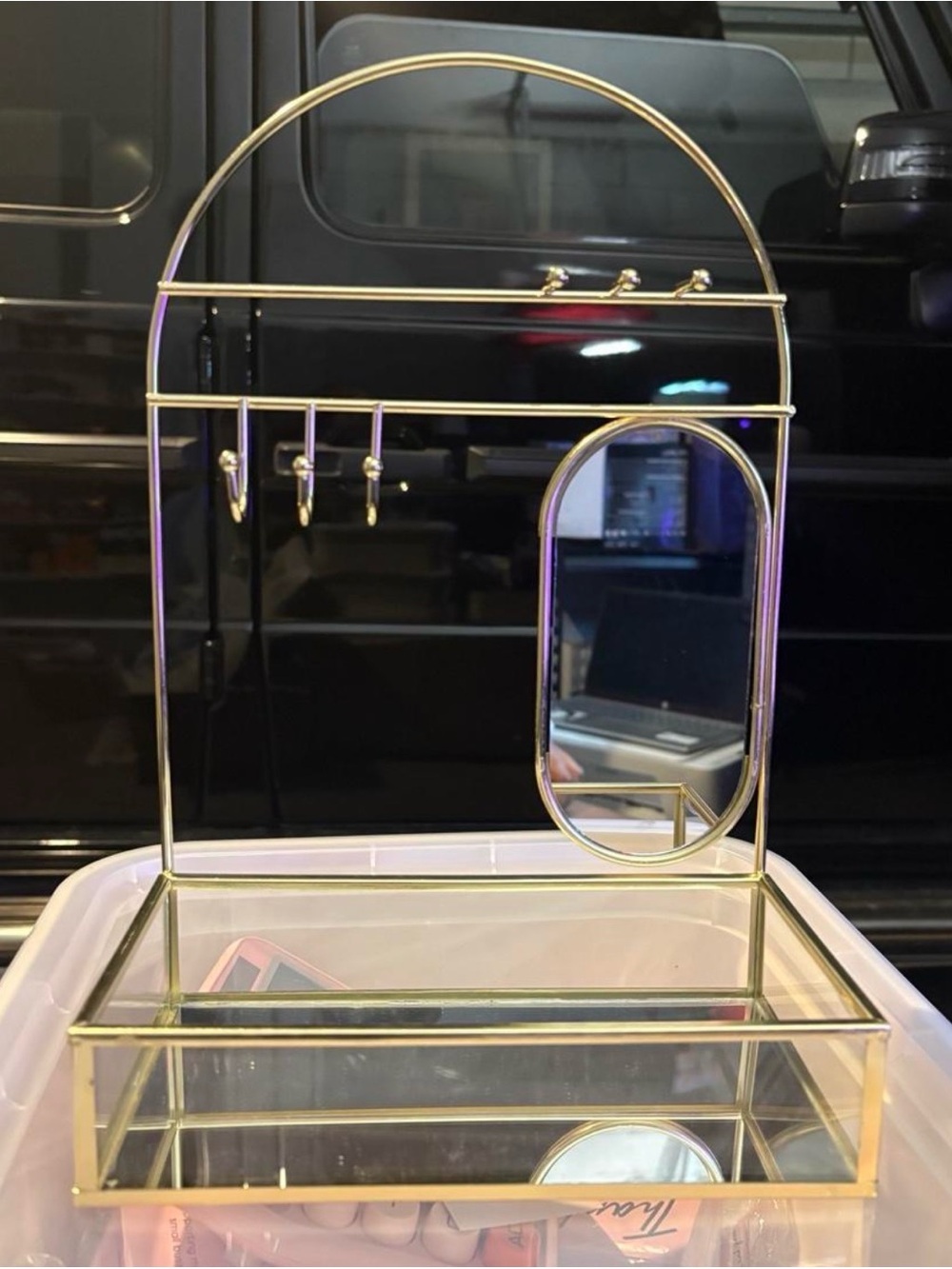 Gold Jewelry Organizer with Mirror - Home Accents